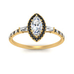 Load image into Gallery viewer, baguette-marquise-cut-halo-accented-black-diamond-engagement-ring-in-yellow-gold-FD10047MQRGBLACKANGLE5-NL-YG