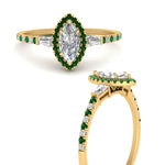 Load image into Gallery viewer, baguette-marquise-cut-halo-accented-emerald-engagement-ring-in-yellow-gold-FD10047MQRGEMGRANGLE3-NL-YG