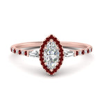 Load image into Gallery viewer, baguette-marquise-cut-halo-accented-ruby-engagement-ring-in-rose-gold-FD10047MQRGRUDR-NL-RG