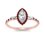 Load image into Gallery viewer, baguette-marquise-cut-halo-accented-ruby-engagement-ring-in-rose-gold-FD10047MQRGRUDRANGLE5-NL-RG