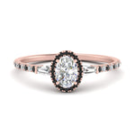Load image into Gallery viewer, baguette-oval-shaped-halo-accented-black-diamond-engagement-ring-in-rose-gold-FD10047OVRGBLACK-NL-RG