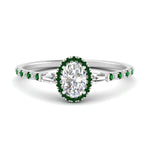 Load image into Gallery viewer, baguette-oval-shaped-halo-accented-emerald-engagement-ring-in-white-gold-FD10047OVRGEMGR-NL-WG