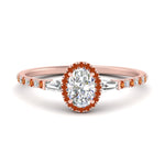 Load image into Gallery viewer, baguette-oval-shaped-halo-accented-orange-sapphire-engagement-ring-in-rose-gold-FD10047OVRGSAOR-NL-RG