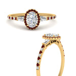Load image into Gallery viewer, baguette-oval-shaped-halo-accented-ruby-engagement-ring-in-yellow-gold-FD10047OVRGRUDRANGLE3-NL-YG