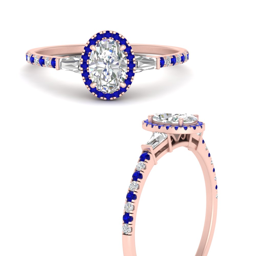 baguette-oval-shaped-halo-accented-sapphire-engagement-ring-in-rose-gold-FD10047OVRGSABLANGLE3-NL-RG