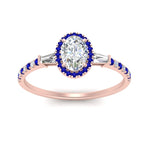 Load image into Gallery viewer, baguette-oval-shaped-halo-accented-sapphire-engagement-ring-in-rose-gold-FD10047OVRGSABLANGLE5-NL-RG