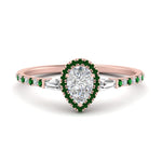 Load image into Gallery viewer, baguette-pear-shaped-halo-accented-emerald-engagement-ring-in-rose-gold-FD10047PERGEMGR-NL-RG
