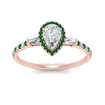 Load image into Gallery viewer, baguette-pear-shaped-halo-accented-emerald-engagement-ring-in-rose-gold-FD10047PERGEMGRANGLE5-NL-RG