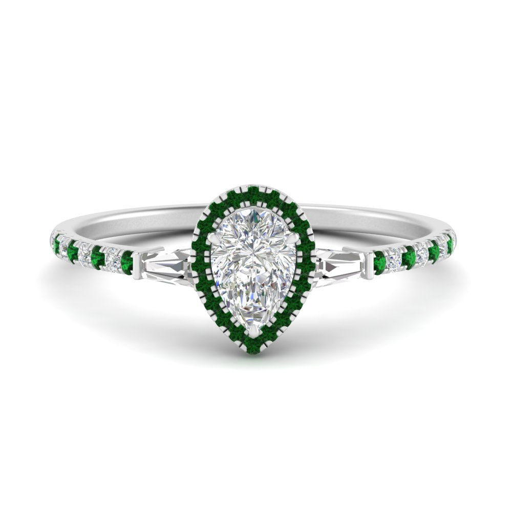 baguette-pear-shaped-halo-accented-emerald-engagement-ring-in-white-gold-FD10047PERGEMGR-NL-WG