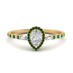 Load image into Gallery viewer, baguette-pear-shaped-halo-accented-emerald-engagement-ring-in-yellow-gold-FD10047PERGEMGR-NL-YG