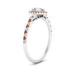 Load image into Gallery viewer, baguette-pear-shaped-halo-accented-orange-sapphire-engagement-ring-in-white-gold-FD10047PERGSAORANGLE2-NL-WG