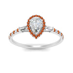 Load image into Gallery viewer, baguette-pear-shaped-halo-accented-orange-sapphire-engagement-ring-in-white-gold-FD10047PERGSAORANGLE5-NL-WG
