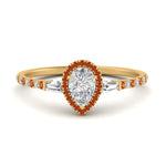 Load image into Gallery viewer, baguette-pear-shaped-halo-accented-orange-sapphire-engagement-ring-in-yellow-gold-FD10047PERGSAOR-NL-YG