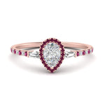 Load image into Gallery viewer, baguette-pear-shaped-halo-accented-pink-sapphire-engagement-ring-in-rose-gold-FD10047PERGSADRPI-NL-RG