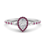Load image into Gallery viewer, baguette-pear-shaped-halo-accented-pink-sapphire-engagement-ring-in-white-gold-FD10047PERGSADRPI-NL-WG