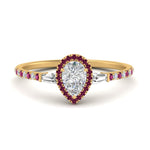 Load image into Gallery viewer, baguette-pear-shaped-halo-accented-pink-sapphire-engagement-ring-in-yellow-gold-FD10047PERGSADRPI-NL-YG