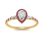 Load image into Gallery viewer, baguette-pear-shaped-halo-accented-pink-sapphire-engagement-ring-in-yellow-gold-FD10047PERGSADRPIANGLE5-NL-YG