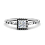 Load image into Gallery viewer, baguette-princess-cut-halo-accented-black-diamond-engagement-ring-in-white-gold-FD10047PRRGBLACK-NL-WG