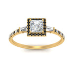 Load image into Gallery viewer, baguette-princess-cut-halo-accented-black-diamond-engagement-ring-in-yellow-gold-FD10047PRRGBLACKANGLE5-NL-YG