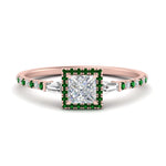 Load image into Gallery viewer, baguette-princess-cut-halo-accented-emerald-engagement-ring-in-rose-gold-FD10047PRRGEMGR-NL-RG