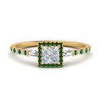 Load image into Gallery viewer, baguette-princess-cut-halo-accented-emerald-engagement-ring-in-yellow-gold-FD10047PRRGEMGR-NL-YG