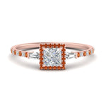 Load image into Gallery viewer, baguette-princess-cut-halo-accented-orange-sapphire-engagement-ring-in-rose-gold-FD10047PRRGSAOR-NL-RG