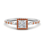 Load image into Gallery viewer, baguette-princess-cut-halo-accented-orange-sapphire-engagement-ring-in-white-gold-FD10047PRRGSAOR-NL-WG