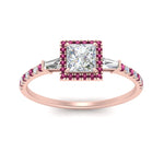Load image into Gallery viewer, baguette-princess-cut-halo-accented-pink-sapphire-engagement-ring-in-rose-gold-FD10047PRRGSADRPIANGLE5-NL-RG