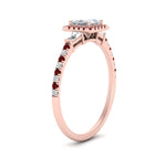 Load image into Gallery viewer, baguette-princess-cut-halo-accented-ruby-engagement-ring-in-rose-gold-FD10047PRRGRUDRANGLE2-NL-RG