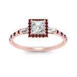 Load image into Gallery viewer, baguette-princess-cut-halo-accented-ruby-engagement-ring-in-rose-gold-FD10047PRRGRUDRANGLE5-NL-RG