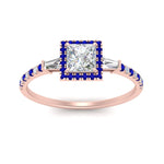 Load image into Gallery viewer, baguette-princess-cut-halo-accented-sapphire-engagement-ring-in-rose-gold-FD10047PRRGSABLANGLE5-NL-RG