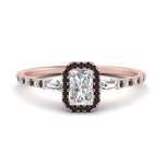 Load image into Gallery viewer, baguette-radiant-cut-halo-accented-black-diamond-engagement-ring-in-rose-gold-FD10047RARGBLACK-NL-RG