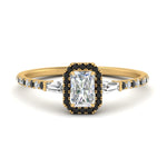 Load image into Gallery viewer, baguette-radiant-cut-halo-accented-black-diamond-engagement-ring-in-yellow-gold-FD10047RARGBLACK-NL-YG