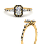 Load image into Gallery viewer, baguette-radiant-cut-halo-accented-black-diamond-engagement-ring-in-yellow-gold-FD10047RARGBLACKANGLE3-NL-YG