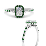 Load image into Gallery viewer, baguette-radiant-cut-halo-accented-emerald-engagement-ring-in-white-gold-FD10047RARGEMGRANGLE3-NL-WG
