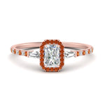 Load image into Gallery viewer, baguette-radiant-cut-halo-accented-orange-sapphire-engagement-ring-in-rose-gold-FD10047RARGSAOR-NL-RG
