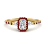 Load image into Gallery viewer, baguette-radiant-cut-halo-accented-ruby-engagement-ring-in-yellow-gold-FD10047RARGRUDR-NL-YG
