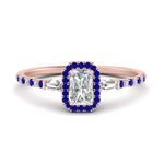 Load image into Gallery viewer, baguette-radiant-cut-halo-accented-sapphire-engagement-ring-in-rose-gold-FD10047RARGSABL-NL-RG