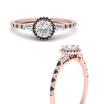 Load image into Gallery viewer, baguette-round-cut-halo-accented-black-diamond-engagement-ring-in-rose-gold-FD10047RORGBLACKANGLE3-NL-RG