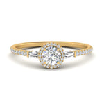 Load image into Gallery viewer, baguette-round-cut-halo-accented-diamond-engagement-ring-in-yellow-gold-FD-10047ROR-NL-YG