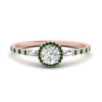 Load image into Gallery viewer, baguette-round-cut-halo-accented-emerald-engagement-ring-in-rose-gold-FD10047RORGEMGR-NL-RG_d699e964-67d9-4685-b4f9-d1d411b331ab