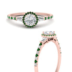 Load image into Gallery viewer, baguette-round-cut-halo-accented-emerald-engagement-ring-in-rose-gold-FD10047RORGEMGRANGLE3-NL-RG