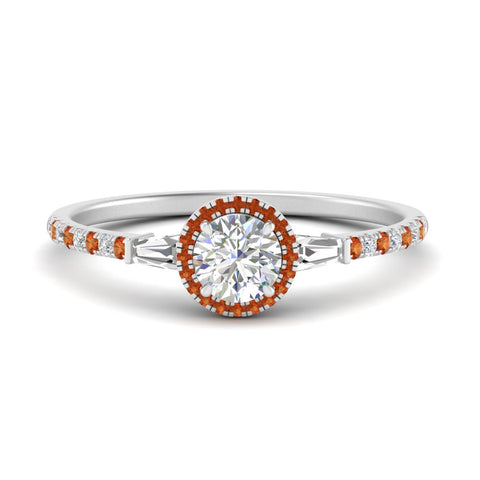 baguette-round-cut-halo-accented-orange-sapphire-engagement-ring-in-white-gold-FD10047RORGSAOR-NL-WG