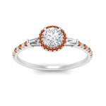Load image into Gallery viewer, baguette-round-cut-halo-accented-orange-sapphire-engagement-ring-in-white-gold-FD10047RORGSAORANGLE5-NL-WG