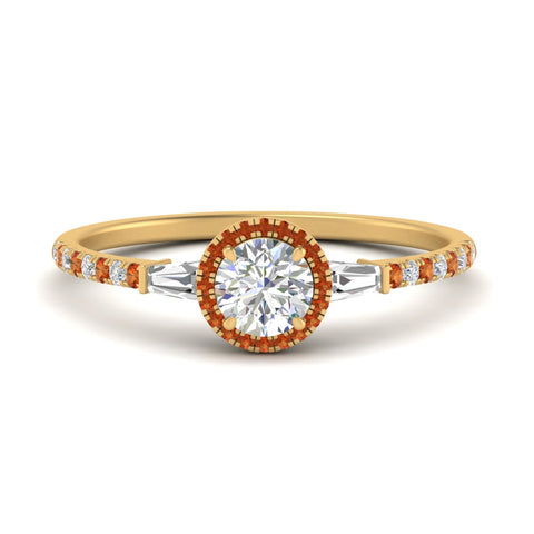 baguette-round-cut-halo-accented-orange-sapphire-engagement-ring-in-yellow-gold-FD10047RORGSAOR-NL-YG