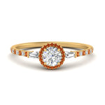 Load image into Gallery viewer, baguette-round-cut-halo-accented-orange-sapphire-engagement-ring-in-yellow-gold-FD10047RORGSAOR-NL-YG_bf7f02ba-306c-4ec7-8ccf-3b59157030c8