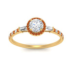Load image into Gallery viewer, baguette-round-cut-halo-accented-orange-sapphire-engagement-ring-in-yellow-gold-FD10047RORGSAORANGLE5-NL-YG
