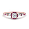 Load image into Gallery viewer, baguette-round-cut-halo-accented-pink-sapphire-engagement-ring-in-rose-gold-FD10047RORGSADRPI-NL-RG