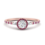 Load image into Gallery viewer, baguette-round-cut-halo-accented-pink-sapphire-engagement-ring-in-rose-gold-FD10047RORGSADRPI-NL-RG_f0701350-3542-4b8c-a917-c23c7faabd2e