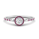 Load image into Gallery viewer, baguette-round-cut-halo-accented-pink-sapphire-engagement-ring-in-white-gold-FD10047RORGSADRPI-NL-WG